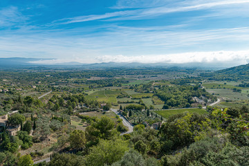 Panoramic view of the Luberon Valley, in autumn. Provence, France, Menerbes.