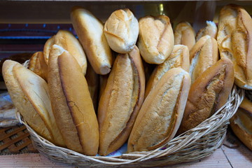 fresh breads in the oven.