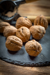 Whole nuts and nutcracker.