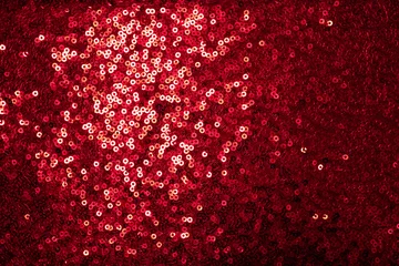 Fotobehang Red sequinned background . Holidays backgrounds and textures . Christmas and St. Valentine’s Day background. © Nika Votinova