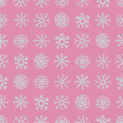Seamless background of hand drawn snowflakes