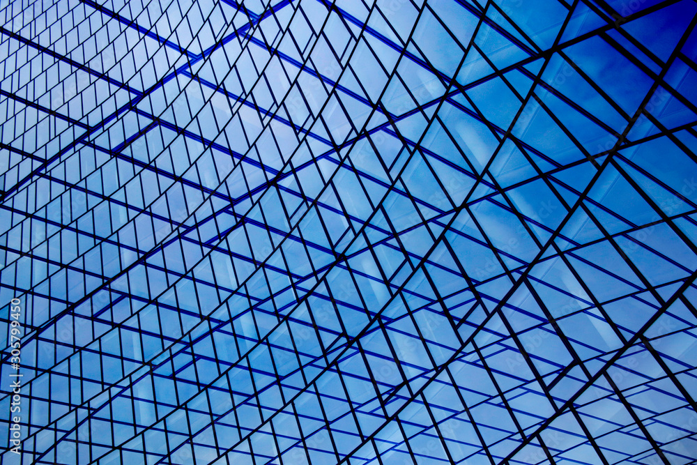 Poster collage of structural glazing facades. modern architecture fragment with glass ceiling, roof or wall