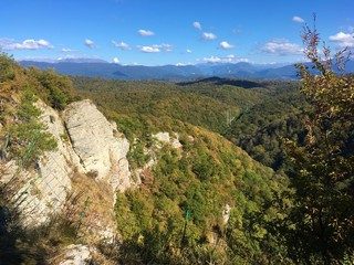 Mountains against the sky and clouds