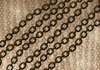 Abstract steel chain on a background with a texture. Trendy design cover template.