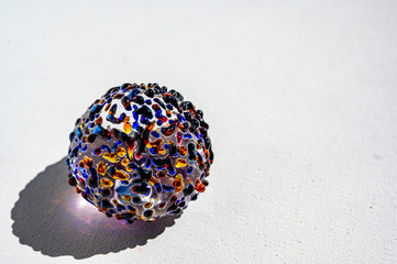 Confetti multicolored textured glass paperweight 