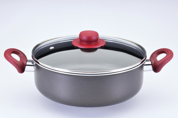 Gray pot with glass lid