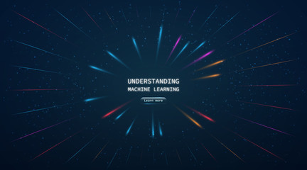 Glowing sci-fi interface with distorted lines, bright sparkles. Technology futuristic design, neon lights.