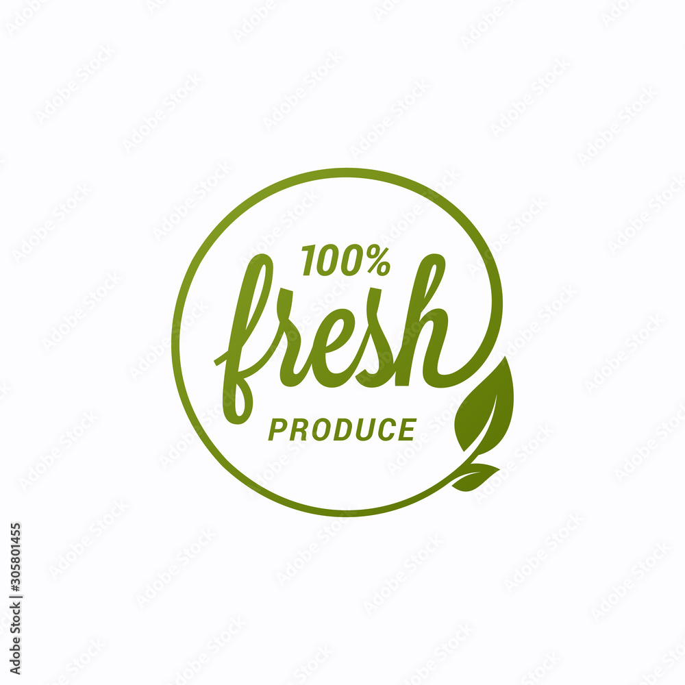 Wall mural fresh product design. local fresh logo with leaf