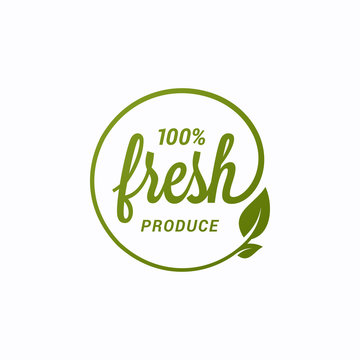 Fresh product design. Local fresh logo with leaf