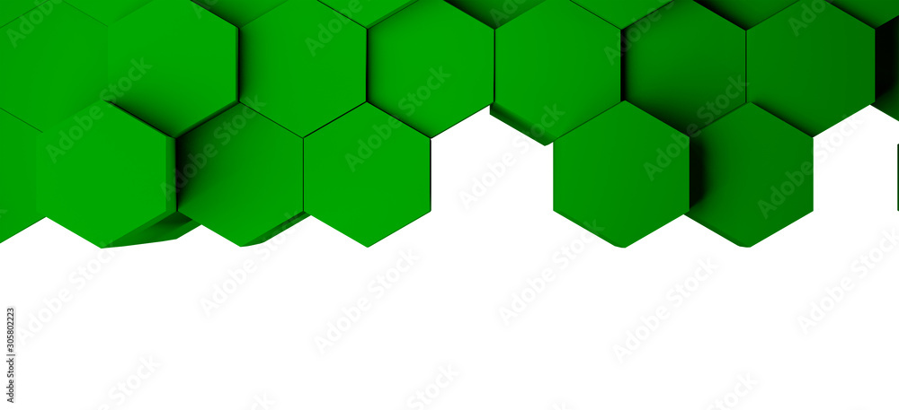 Poster abstract green honeycomb hexagonal background and wallpaper with empty space for text or brand. illu