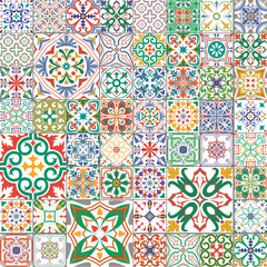 Big set of tiles in portuguese, spanish, italian style. For wallpaper, backgrounds, decoration for your design, ceramic, page fill and more.