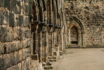 Kirkstall Abbey, Leeds: close-up on stone blocks.