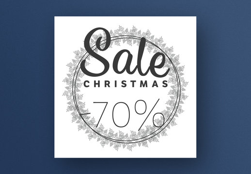 Christmas Sale Card Layout with Snowflakes Frame