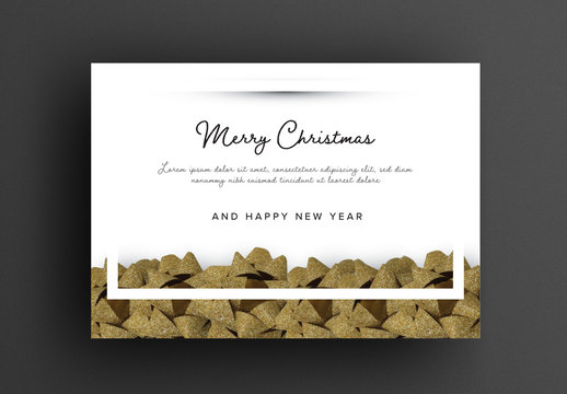 Elegant Christmas Card Layout with Gold Ornaments