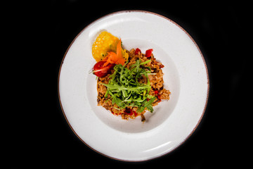 Chicken risotto with green salad