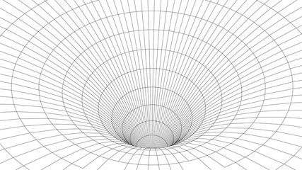 Vector illustration. 3D corridor mesh. Frame tunnel.