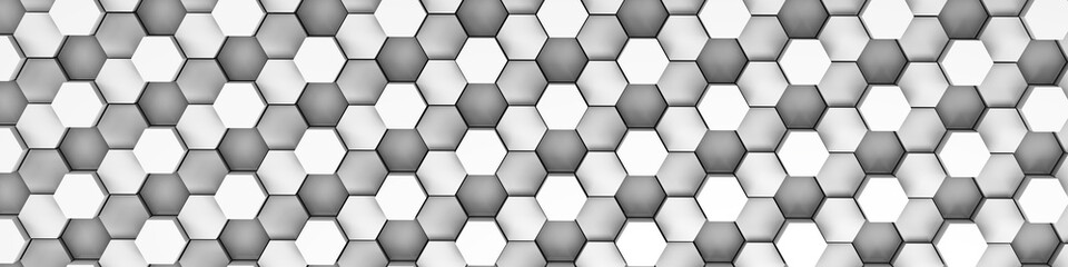 3d rendering of white geometric hexagonal abstract background. Pattern for texture of wallpapers. 3d background light honeycomb of different height. 