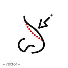 job for nose aesthetic icon,  rhinoplasty, beauty nose, thin line web symbol - editable stroke vector illustration eps10