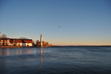 Lighthouse before entering to the Karlskrona port, Sweden.