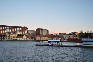 Naklejka premium Sea view apartments and houses in Karlskrona, Sweden.
