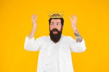 god. Narcissistic person. Superiority complex. Bearded man wear white. Love yourself. Holiday...