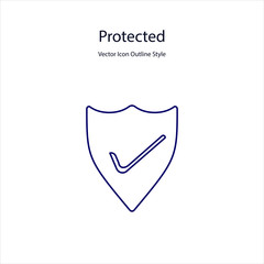 Protected Vector Icon Outline Style