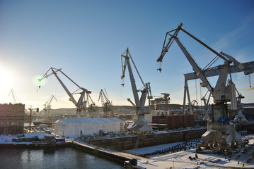 Fototapeta na wymiar Gdynia shipyard landscape, Poland
