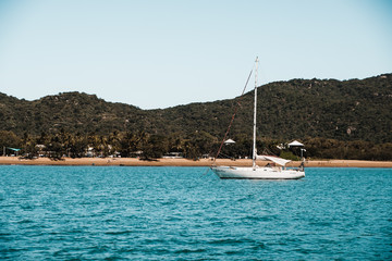 Sailing yacht on the ocean in Magnetic island, Australia