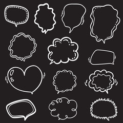 Speech bubble on isolation background. Set of think and talk speech bubbles. Black and white illustration