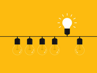 Think differently, standing out from the crowd -The graphic of light bulb represents business concept. New idea, change, trend, courage, creative solution, innovation and unique way concept. 
