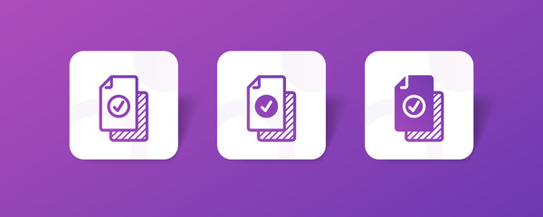 file with check mark outline and solid icon in smooth gradient background button	