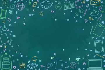 Back to school. Hand drawn elements. Abstract blackboard © mikabesfamilnaya