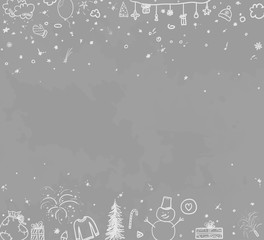 Hand drawn christmas background. Abstract chalkboard