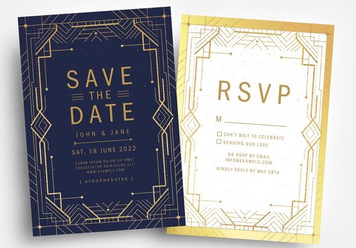 Art Deco Save-The-Date Card Layout