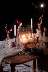 new year's eve christmas tree table setting christmas decor winter snow