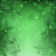 Fototapeta na wymiar Christmas snowflakes on green background. Vector illustration.