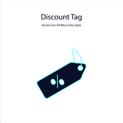 Discount Tag Vector Icon Fill Blue Color Style