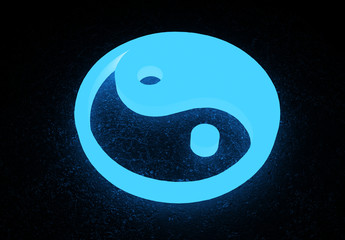 yin and yang 3d render against the background of space