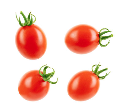 Set of cherry tomatoes on a white background