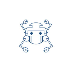 robot with four hands line style icon