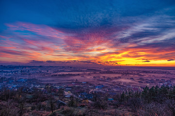 Beautiful sky over the evening city