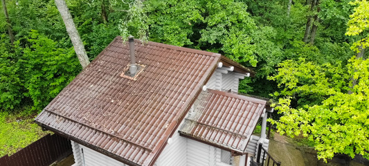Corrugated metal roof and metal roofing. Modern roof made of met