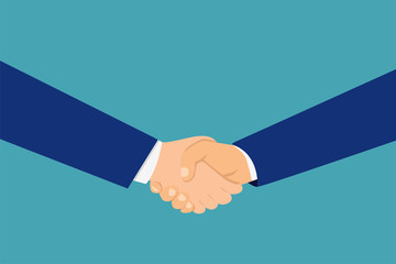 flat design of handshaking of business man. concept of business deal agreement in vector illustration