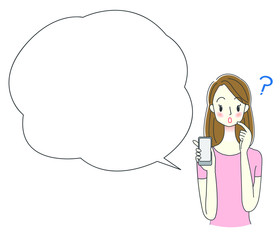 スマートフォンを持つ女性のイラスト　キャッシュレス
