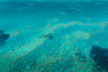 Fototapeta na wymiar Scenic flight over the Great Barrier Reef. Whitsundays islands, Queensland, Australia.