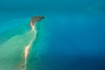 Aerial View Of Langford Island, Queensland, Australia. Whitsundays scenic flight.