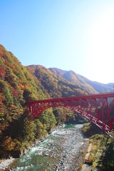 Obraz premium 黒部渓谷赤い鉄橋