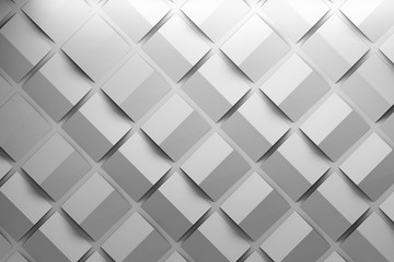 Monochrome pattern with folded squares. Repeating folded basic shapes. 3d illustration.