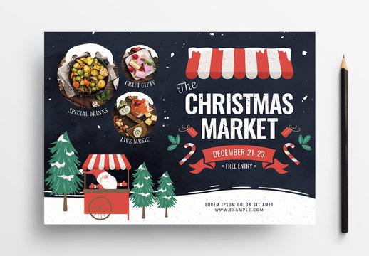 Illustrated Holiday Market Flyer Layout