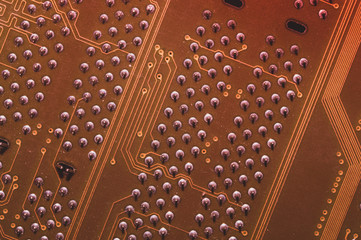 Electronic circuit board abstract background. computer motherboard close up. micro elements of...